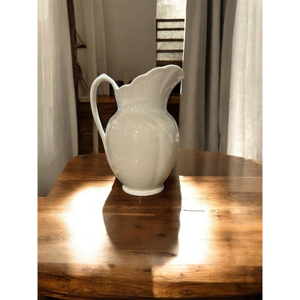 12” Thomas Hughes Ironstone White Pitcher Pitcher (c. 1891-1920) Made In England